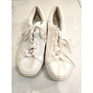 White Perforated Low Top Sneakers Tennis Utility Casual Minimalist Womens Sz 8.5
